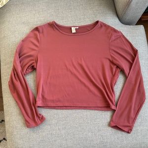 Rose pink cropped long sleeve tee